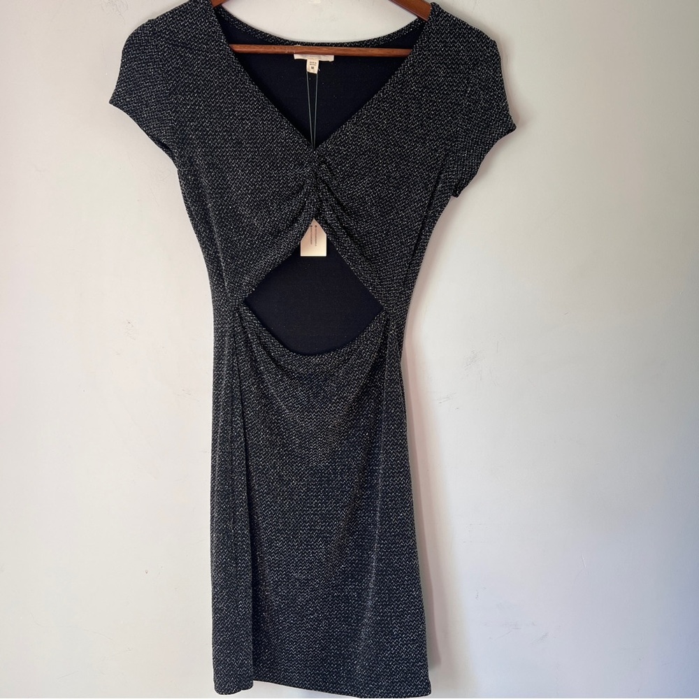 See You Monday Chic Black and Silver Mini Dress Size Medium